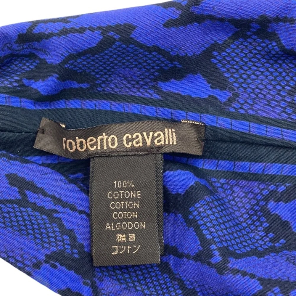 NWT Roberto Cavalli Twisted Snake Print Cotton Headband in Indigo